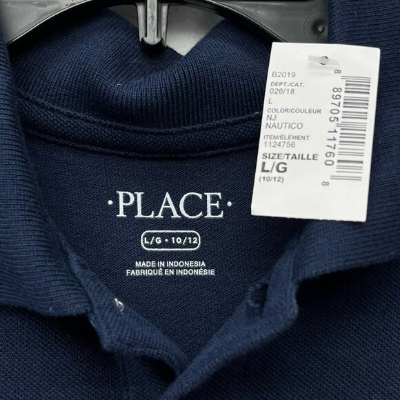 The Children's Place Polo Shirt Boy's L Navy Blue Collared Short Sleeve Pullover - Picture 6 of 12